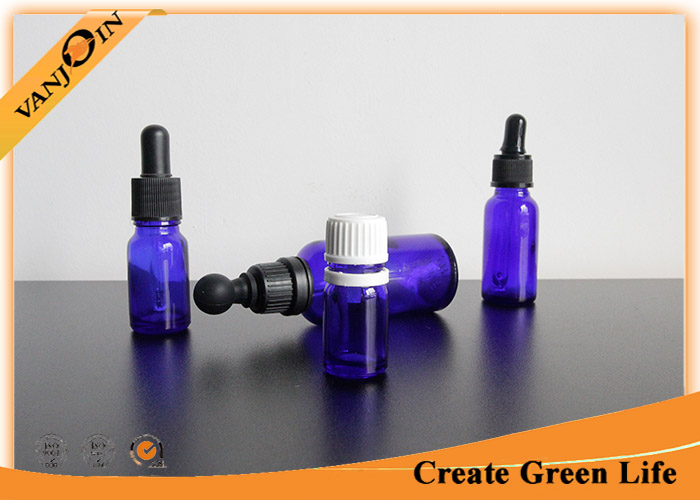 50ml Cobalt Blue Essential Oil Glass Bottles With Dropper , Glass Perfume Bottles